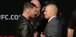Michael Bisping vs Georges St Pierre presser face off