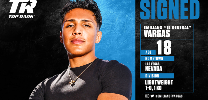 Fernando Vargas Son, Emiliano "El General" Vargas Signs Promotional Contract with Top Rank 14 Fernando Vargas Son Signs With Top Rank