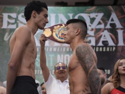 Weigh-In Results & Photos: Rafael Espinoza vs. Arnold Khegai From San Luis Potosi, Mexico