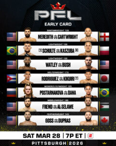 PFL PITTSBURGH FULL CARD FINALIZED FOR MARCH 28 AT UPMC EVENTS CENTER
