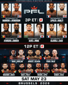 PFL BRUSSELS FULL CARD CONFIRMED FOR MAY 23 AT THE ING ARENA 