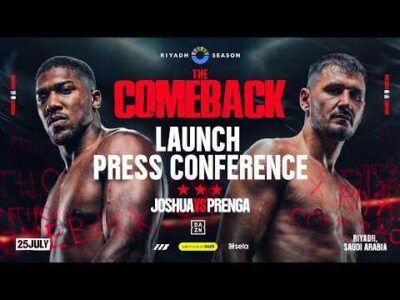 Anthony Joshua and Kristian Prenga face off ahead of their heavyweight fight in Jeddah