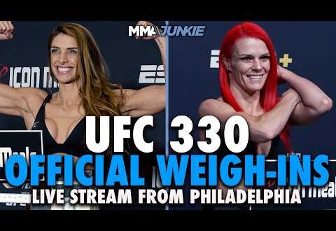 Islam Makhachev and Ian Machado Garry face off at UFC 330 weigh-ins