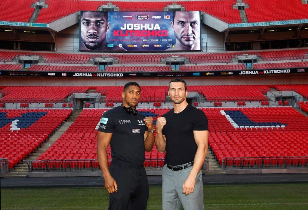 REAL COMBAT MEDIA UK: JOSHUA VS KLITSCHKO SMASHES 80,000 WEMBLEY RECORD 19 JOSHUA KLITSCHKO CONFERENCE15