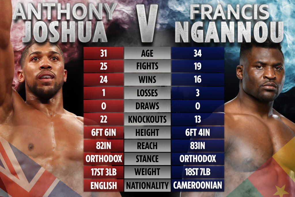 Joshua vs. Ngannou Tale of the Tape