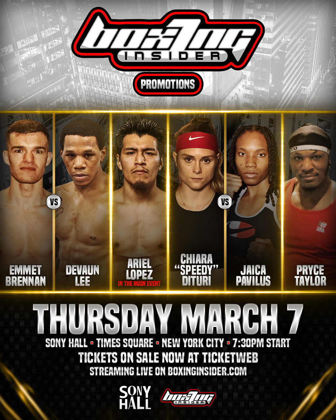Boxed Innyc BoxingInsider NYC Card is Set for Sony Hall in NYC - REAL COMBAT MEDIA