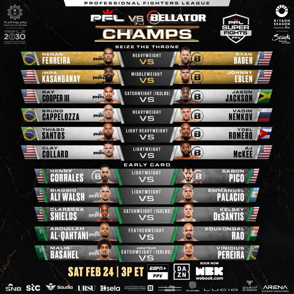 PFL Champions vs. Bellator Champions PFL Weigh-in Video & Betting Odds 24 PFL vs. Bellator 1