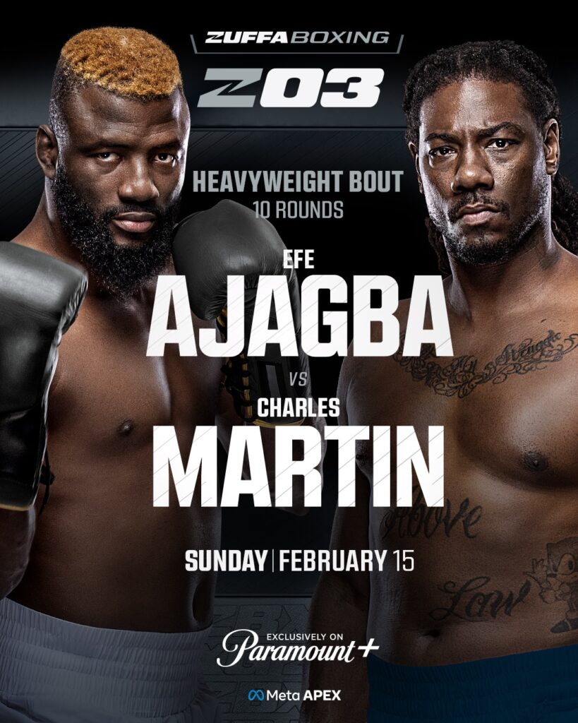 Efe Ajagba Headlines Zuffa Boxing 3 Paramount + Eight Bouts Sunday Card in Las Vegas & Weigh-in Video 18 Zuffa 3 Boxing Poster