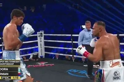 WBC SUPER WELTERWEIGHT WORLD CHAMPION SEBASTIAN FUNDORA STOPS FORMER CHAMPION KEITH THURMAN IN ROUND SIX