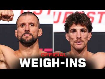 Mateusz Gamrot and Quillan Salkilld face off at UFC Vegas 120 weigh-ins