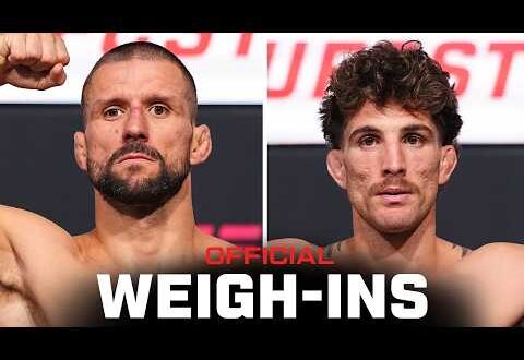 Mateusz Gamrot and Quillan Salkilld face off at UFC Vegas 120 weigh-ins