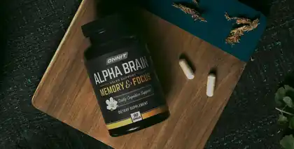 Onnit Alpha Brain memory and focus supplement bottle