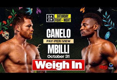 Canelo Alvarez vs. Christian Mbilli live weigh-in and face off